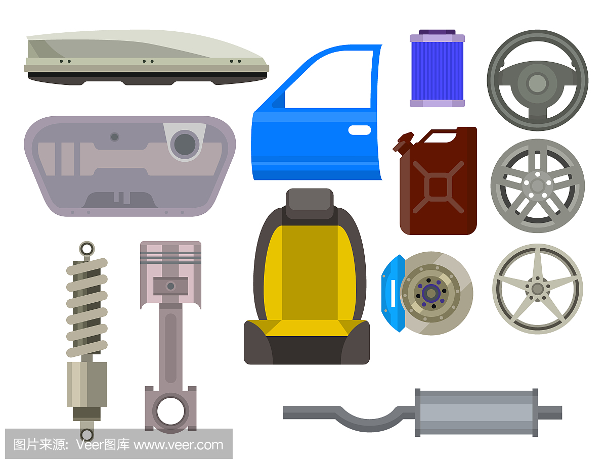 汽车矢量零件汽车维修服务汽车机械维修机械设备摩托车插图